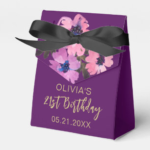 Geburtstag Vielen Dank Pink Floral Lila Gefälligke Geschenkschachtel