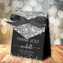 Geburtstag Vielen Dank, Silver Glitzer Monogram Sc