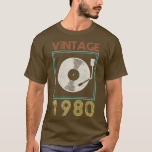 Geburtstag Vintag 1980 Vinyl Record DJ Geschenk T-Shirt
