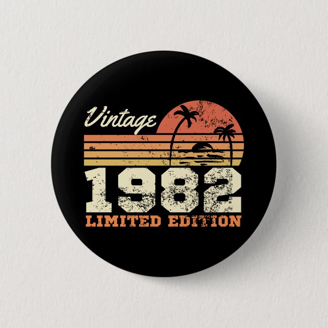 Geburtstag Vintag 1982 Limited Edition Retro Button (Vorderseite)