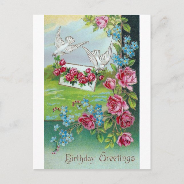 Geburtstag Vintage Postkarte (Vorderseite)