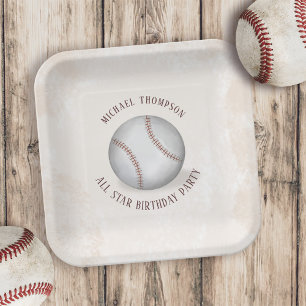Geburtstag Vintage Whimsical Baseball All Star Par Pappteller