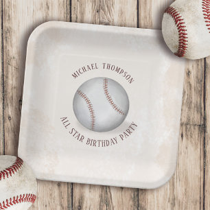 Geburtstag Vintage Whimsical Baseball All Star Par Pappteller