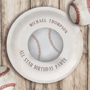 Geburtstag Vintage Whimsical Baseball All Star Par Pappteller