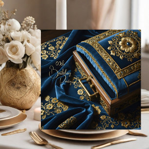 Geburtstag Vintager Gold Steel Blue Jewel Box Einladung