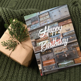 Geburtstag Vintager Koffer Reisen Retro Cooles Fot Karte