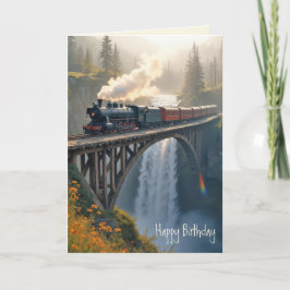 Geburtstag Vintager Zug auf dem Berg Trestle Karte