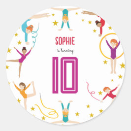Geburtstag von Akrobatik und Gymnastik Runder Aufkleber