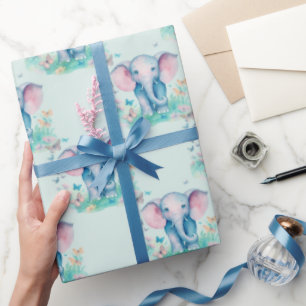 Geburtstag von Baby Elefant Jungen Geschenkpapier