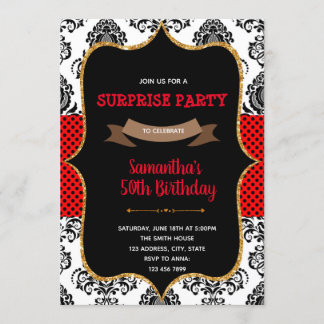 Geburtstag von Damask valentine Einladung