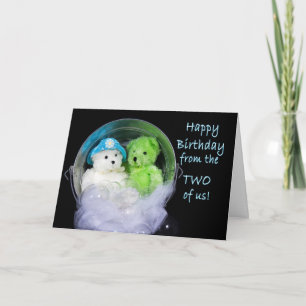 Geburtstag von den zwei von US - Teddybären und Karte