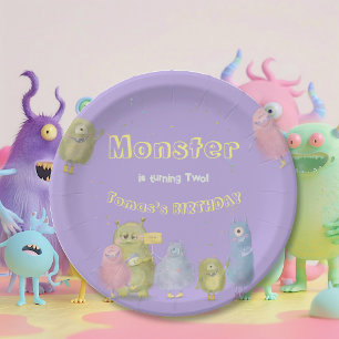 Geburtstag von Freunden Funny Monsters Pappteller