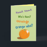 Geburtstag von Funny für Vater von Child Knock Kno Karte<br><div class="desc">Diese humorvolle Karte für den Vater hat einen Anstoßwitz. Die Vorderseite der Karte hat eine Kreide, die von einer Orange zeichne. Inside hat die Schlagzeile darüber, dass ich deinen Vater-Witzen zuhören soll. —Gib diese Karte deinem Vater, wenn du ein Kind mit einem Vater bist, der Lieben hat, schlechte Witze zu...</div>