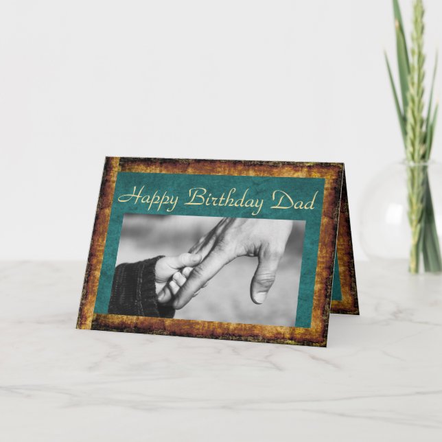 Geburtstag von Kind und Vater Hand in Hand Karte (Vorderseite)