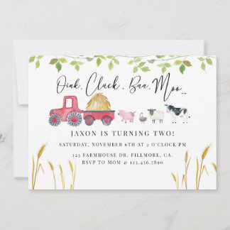 Geburtstag von landwirtschaftlichen Nutztieren, Pa Einladung
