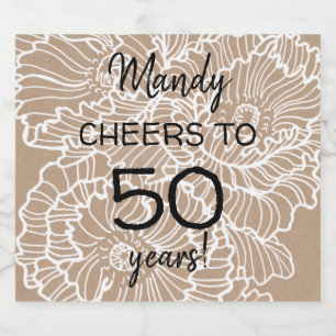 Geburtstag von Lineart Blume Bierflaschenetikett