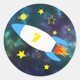Geburtstag von Rocket Star Space Runder Aufkleber