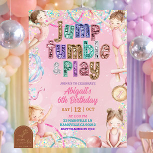  Geburtstag von Turnmädchen mit rosa Pailletten  Einladung
