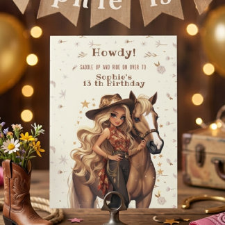 Geburtstag von Wild-West-Cowgirl Einladung