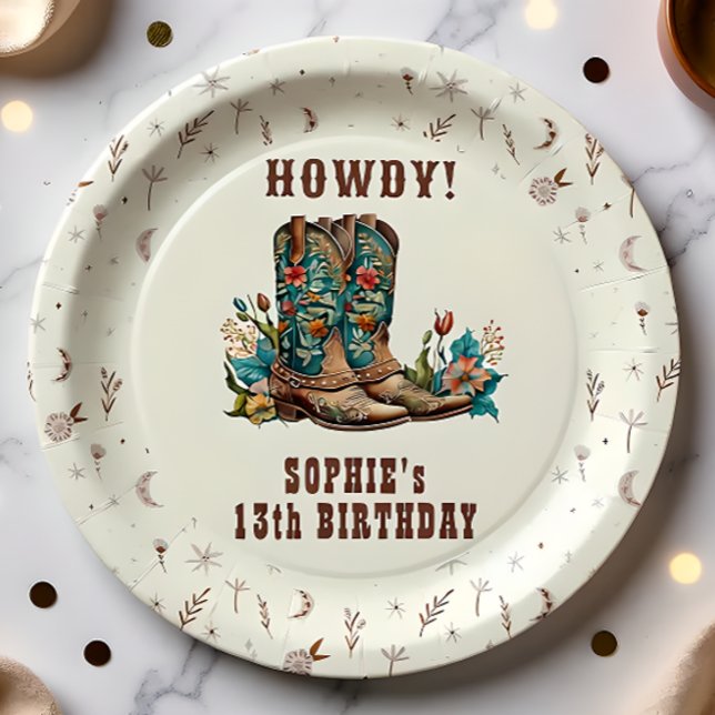 Geburtstag von Wild-West-Cowgirl Pappteller (Von Creator hochgeladen)