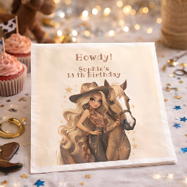 Geburtstag von Wild-West-Cowgirl Serviette