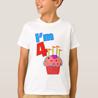 Geburtstag vor der Schule "I m 4" Adorable Cupcake T-Shirt