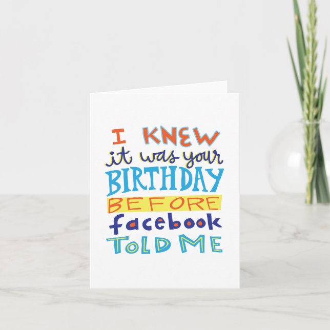 Geburtstag vor Facebook lustiger Karte (Vorderseite)