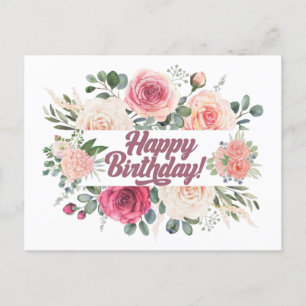 Geburtstag Wasserfarbe Vintage Rosen Floral Postkarte