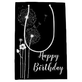 Geburtstag weiße Lüster auf schwarz Mittlere Geschenktüte