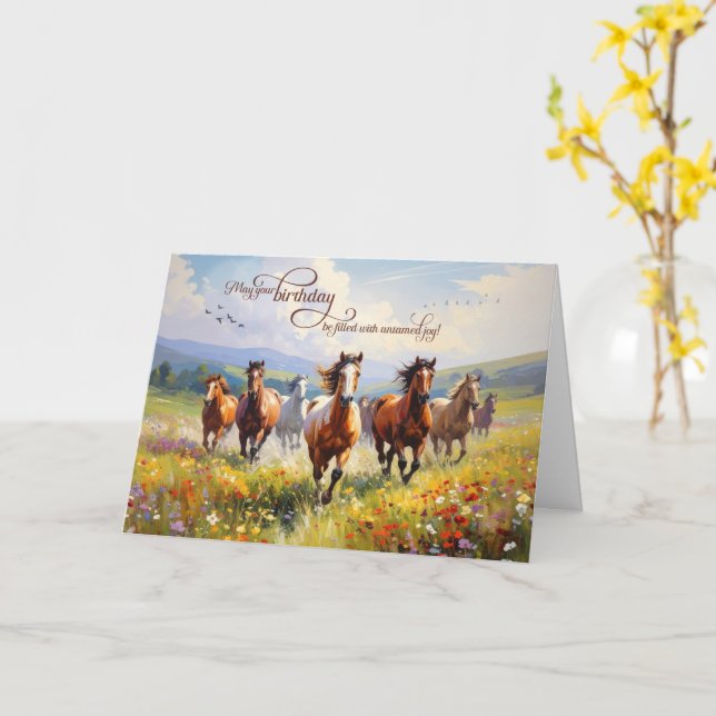 Geburtstag Wilde Pferde Wildblumenwiese Karte (Gelbe Blume)