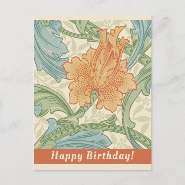 Geburtstag William Morris Blumentapete CC1132 Postkarte (Vorderseite)