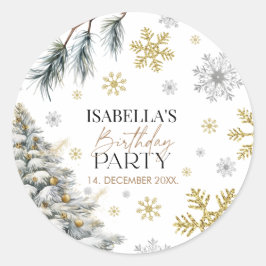 Geburtstag Winter Runder Aufkleber