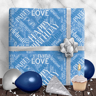 Geburtstag Word Cloud Oma Blue ID276 Geschenkpapier