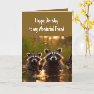 Geburtstag Wunderbarer Freund Lustige Waschbären N Karte