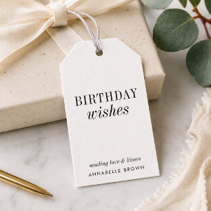 Geburtstag wünscht sich Minimalistisch Schwarz und Geschenkanhänger