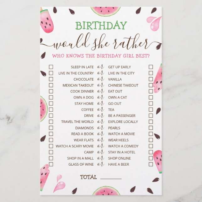 Geburtstag würde sie eher editierbares Spiel Water (Vorderseite)