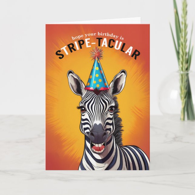 Geburtstag Zebra für ein STRIPEtacular Karte (Vorderseite)