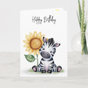 Geburtstag Zebra mit Sonnenblume Karte