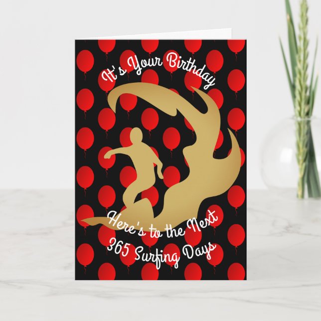 Geburtstag zu den folgenden 365 surfenden Tagen Karte (Vorderseite)