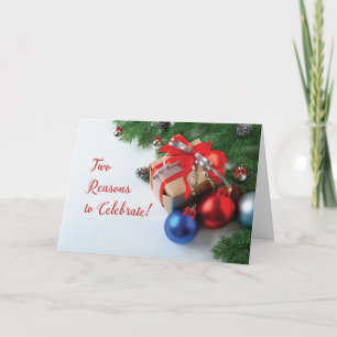 Geburtstag zu Weihnachten Das Doppelte der Feier Karte