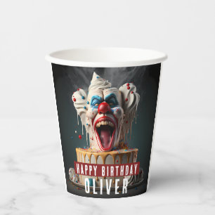 Geburtstag zum Thema beängstigend Clown Pappbecher