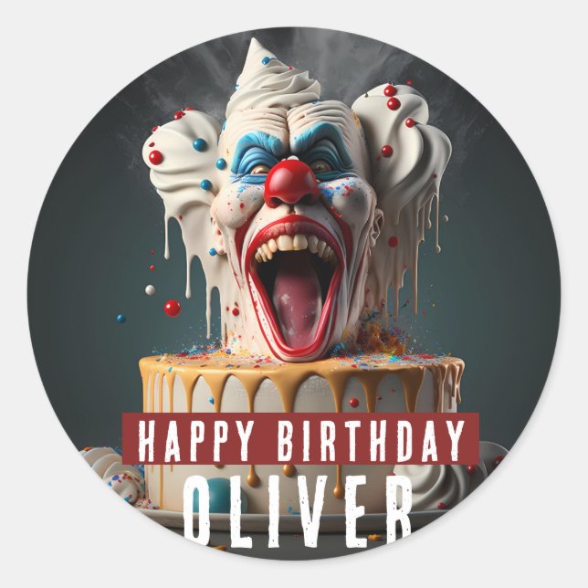 Geburtstag zum Thema beängstigend Clown Runder Aufkleber (Vorderseite)