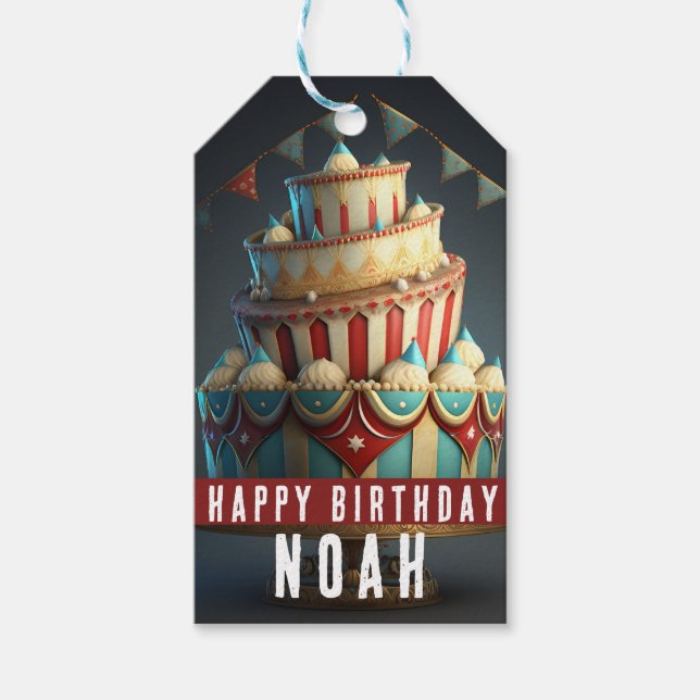 Geburtstag zum Thema Circus Geschenkanhänger (Vorderseite)