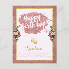 Geburtstage Persönliche Namensänderung Rose Gold C Postkarte