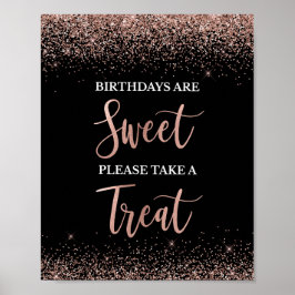 Geburtstage sind Sweet Rose Gold & Black Party Sig Poster