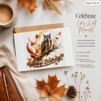 Geburtstags-Abstrakt Herbst Eule Herbstlaub Modern Karte