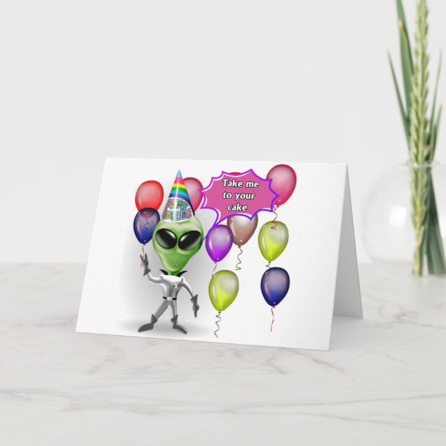 Geburtstags-alien Karte (Vorderseite)