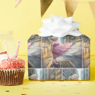 Geburtstags-Alte-Dame-Stehend-Auf-Einer-Straßen-Lü Geschenkpapier