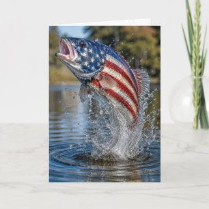 Geburtstags-Amerikanische-Flagge-Fisch Karte