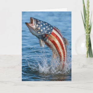 Geburtstags-Amerikanische-Flagge-Fisch Karte